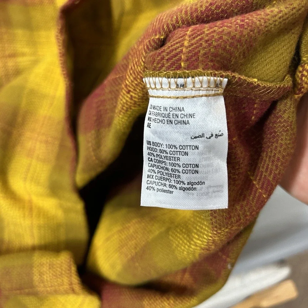 Epic Threads Shacket Boys XL Plaid Hoodie Button Flannel Shirt Jacket Yellow Red